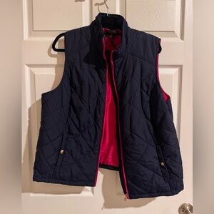Lauren Ralph Lauren Navy and Pink Quilted Vest